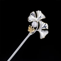 925 sterling silver hair stick pearl ginkgo leaf butterfly hairpin luxury jewelry wedding gifts for women engagement gift girl