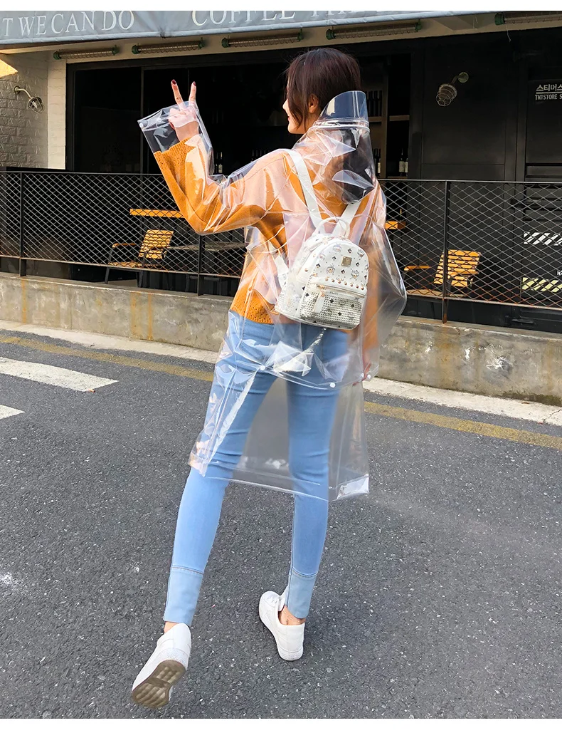 

Fashion Transparent Raincoat Adult Hiking Outdoors Fishing Raincoat Plastic Environmental Protection Raincoat