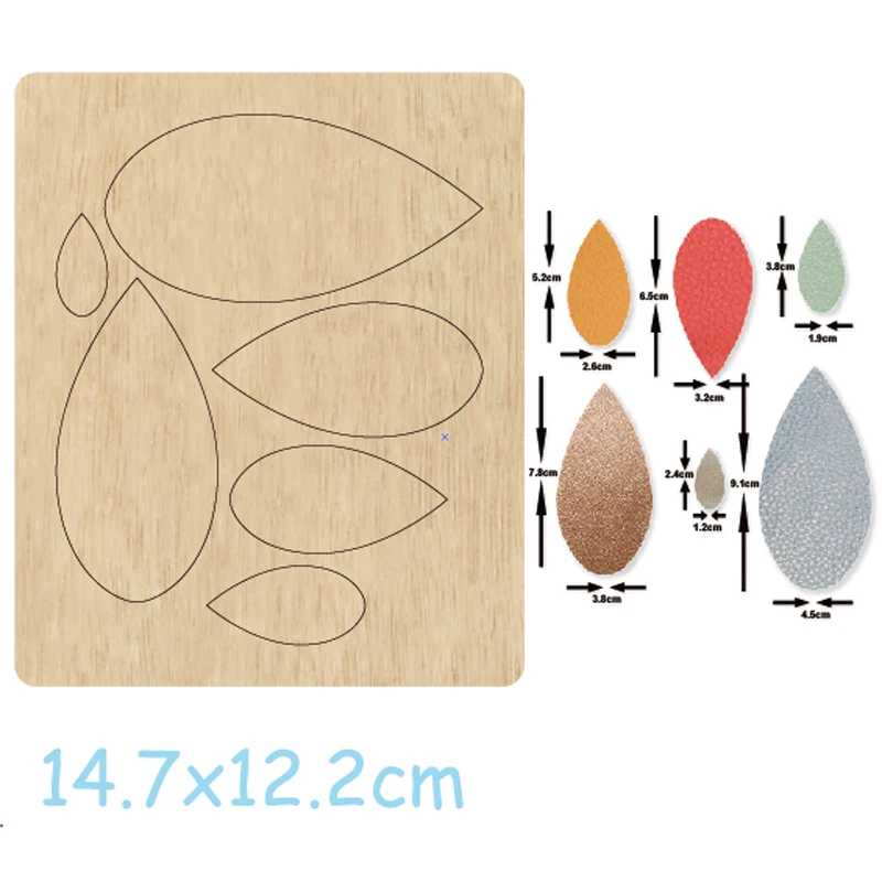 

2020 New 6 Size Water Drop Earring Wood Dies For DIY Leather Cloth Paper Craft Fit Common Die Cutting Machines on the Market