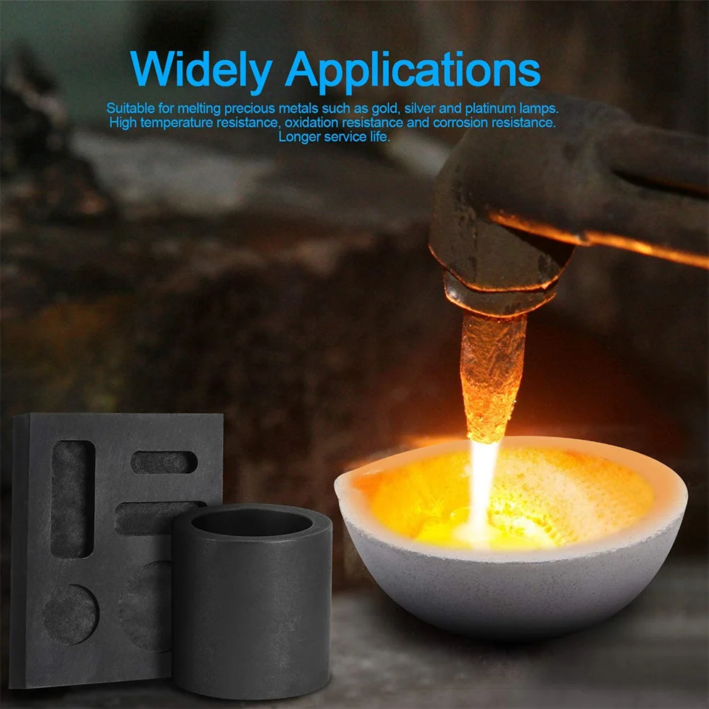 

4pcs Pot Gold Plated Non Ferrous High Purity Crucible Set Jewelry Making Quartz Casting Tools Melting Torch Graphite Repairing