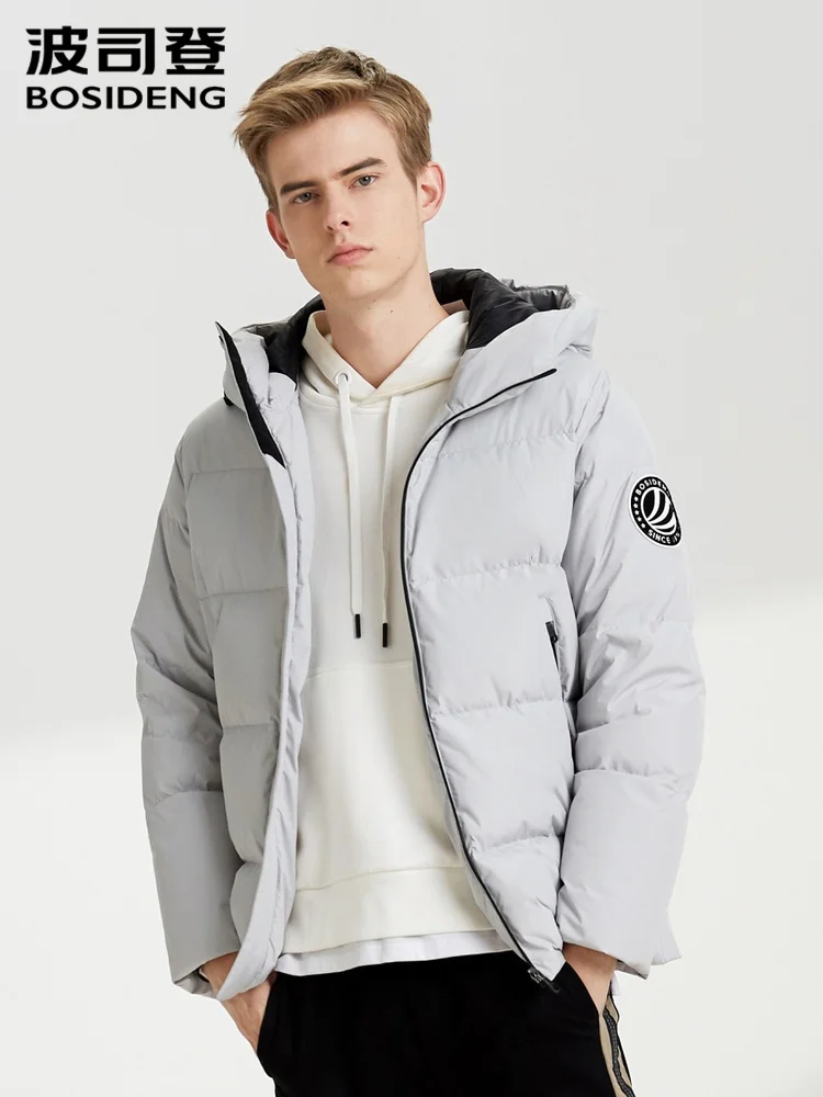 Мужской короткий пуховик Bosideng Новая Модная молодежная зимняя теплая куртка с