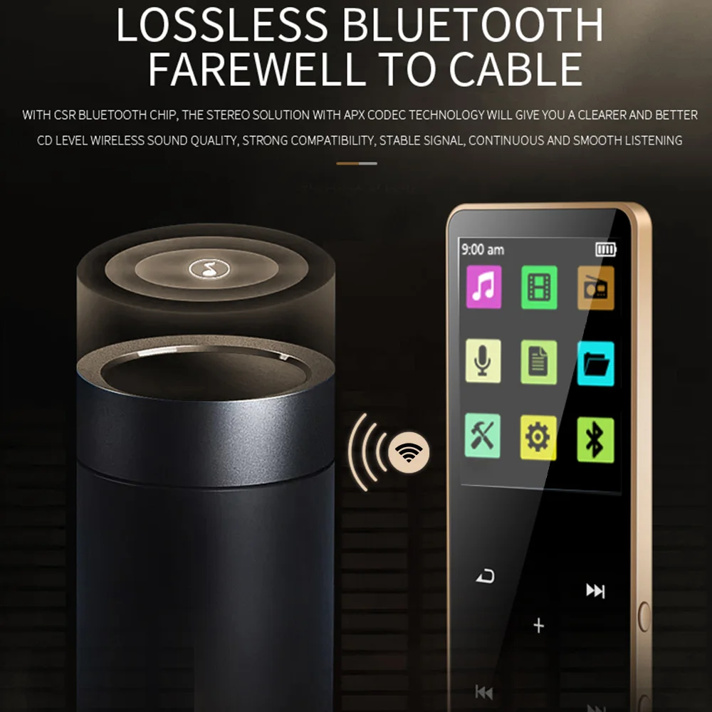 MP4 плеер Willkey с Bluetooth 8 ГБ музыкальный сенсорной кнопкой fm радио воспроизведение