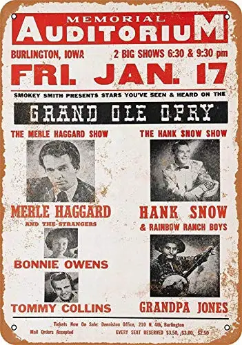 

12 x 16 Metal Sign - Merle Haggard in Iowa - Retro Wall Decor Home Decor