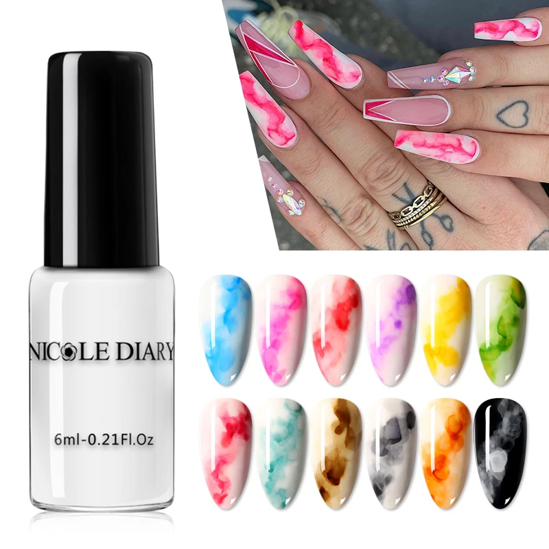 

Watercolor Ink Polish Blooming Nail Varnish DIY Nail Gel Decoration Salon Smoke Effect Bubble Varnish Nails Decor