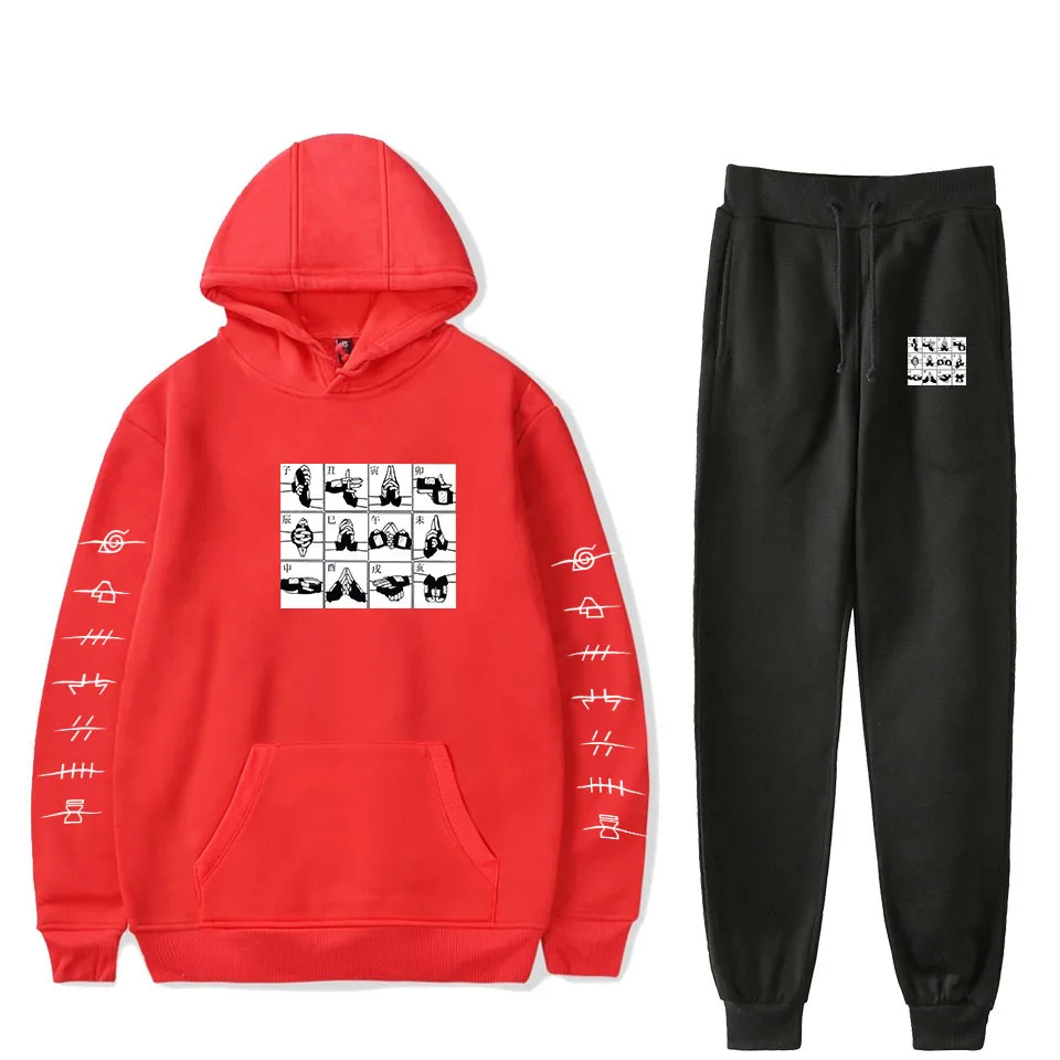 

Sasuke Hoodie men/women's Sweatshirt boy's Sweatpants Suit Kakashi Trousers Sets Unisex Clothes Bottom two piece hoodies