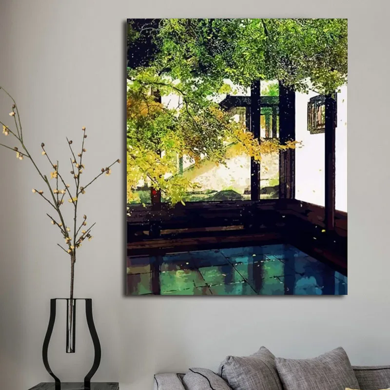 DIY картинки для раскраски по номерам с пейзажной картинкой Рисование в рамке