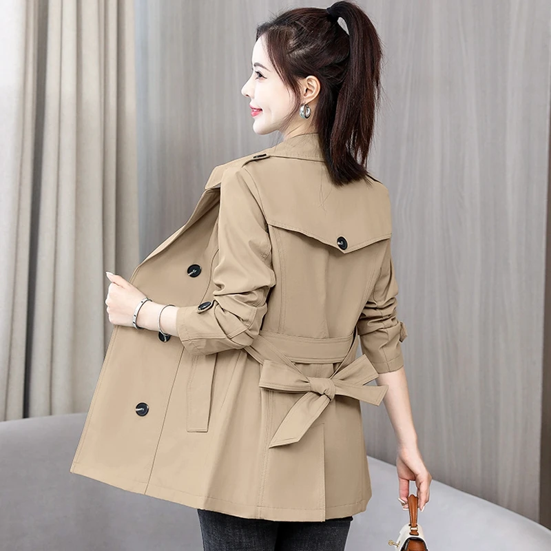 

2022 New Fashion Short Trench Coat Women's Clothing Spring Autumn Khaki Wwindbreaker Coats Girls Outerwear D1463