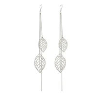 silver long tassel leaves earrings fashion statement metal dangle drop earrings for women female fashion elegant leaf earrings