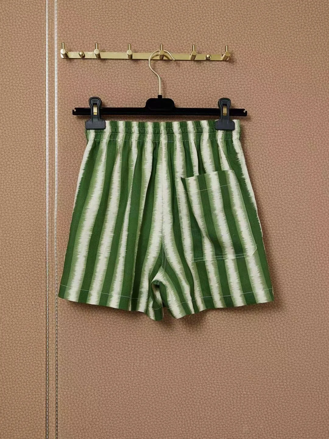 

New 2021 Summer Runway Fashion Mini Shorts Lady High Street Retro Striped Print Waist Elastic Top Quality Shorts