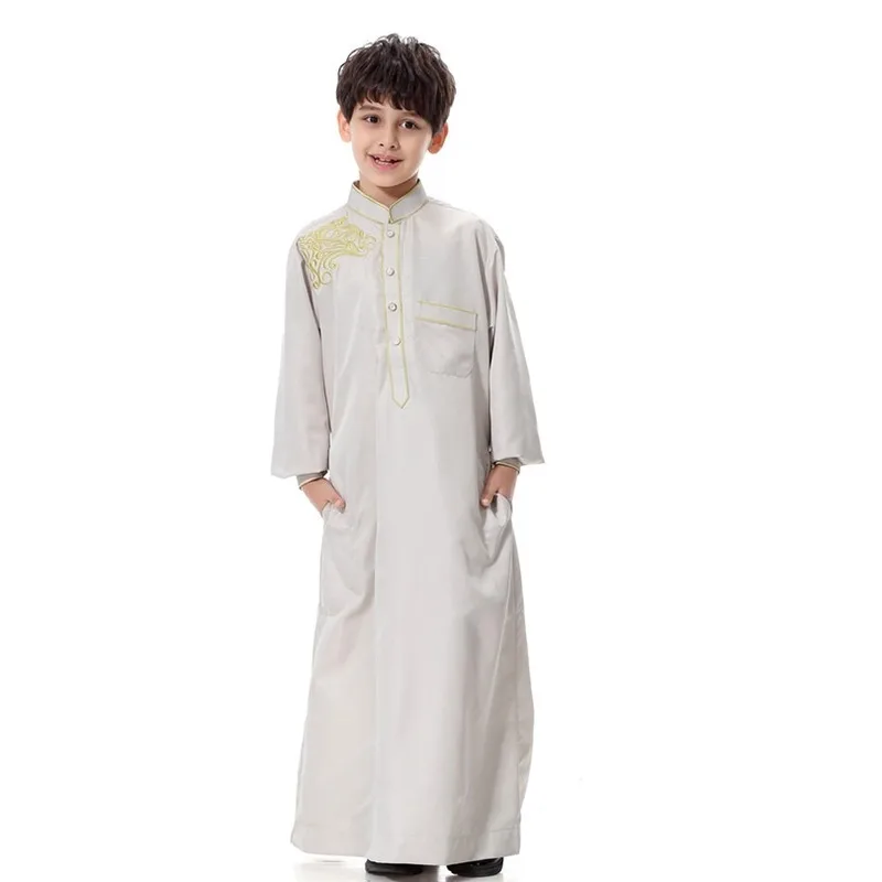 New Fashion High quality Muslim Islamic Clothing for Children Arabia Jubba Thobe plus size dubai boy's Kaftan Abaya clothing