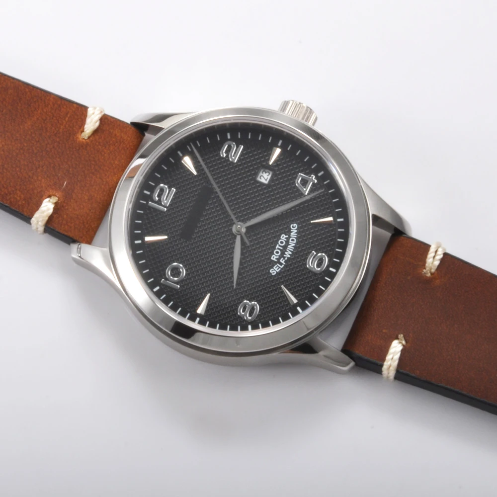 Модные механические часы Corgeut 42 мм роскошные топового бренда с кожаным