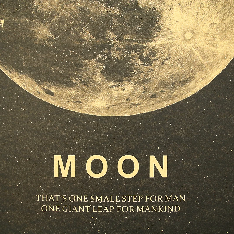 DLKKLB Moon Классический плакат отличный шаг для людей крафт-бумага Винтажный стиль Наклейка на стену 51x36 см домашний бар Кафе Декор Живопись