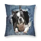 Чехол для подушки с забавным бостонским терьером, двухсторонняя 3D печать, Забавный мем, чехол для дивана, крутая декоративная подушка
