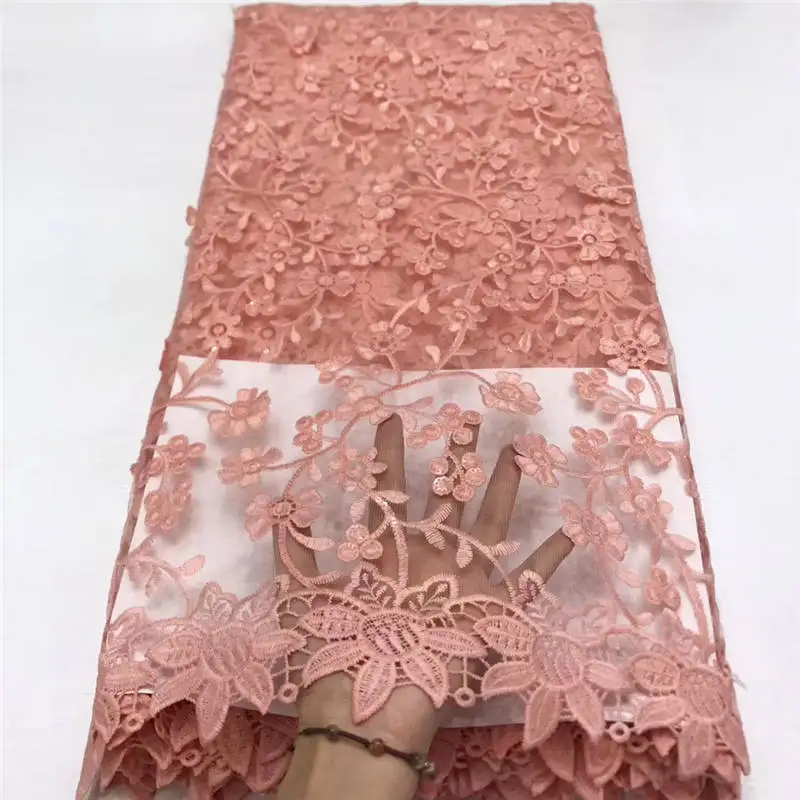 Персиковая африканская кружевная ткань 2020 Высококачественная французская