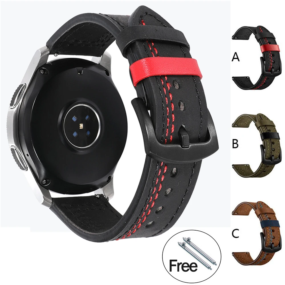 

First Layer Cowhide Strap For Amazfit Bip 20MM 22MM Quick Release Genuine Watchband For Samsung Galaxy Watch 42 46mm S3 S2 Sport
