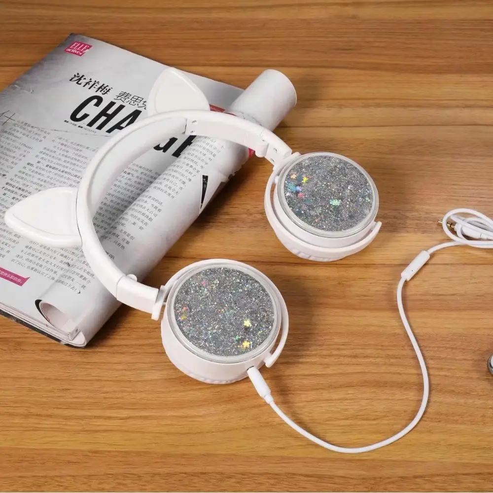 Наушники с кошачьими ушками для девочек музыкальные спортивные наушники детей