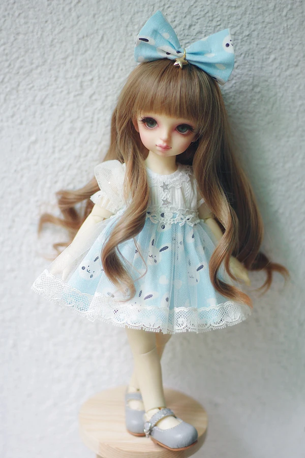 Новая BJD Одежда для кукол, платье пышная трикотажная юбка для 1/4, 1/6, 1/8, милое розовое/синее платье с клубничкой/кроликом аксессуары для кукол