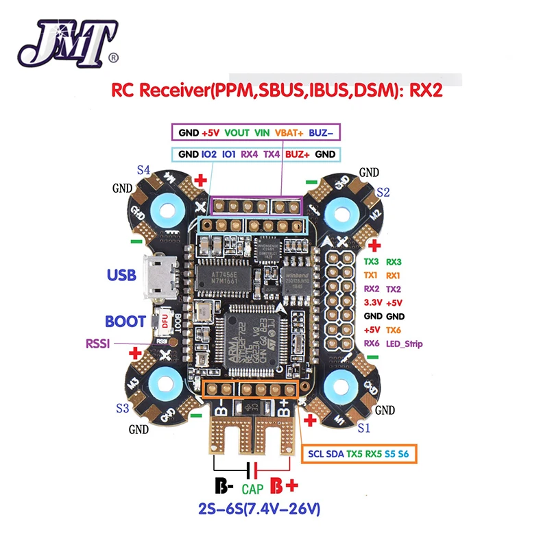 

JMT F722 Betaflight Flight Controller 3-4S OSD 30x30mm With 2306 2400KV Brushless Motors for DIY RC Drone FPV Racing Quadcopter