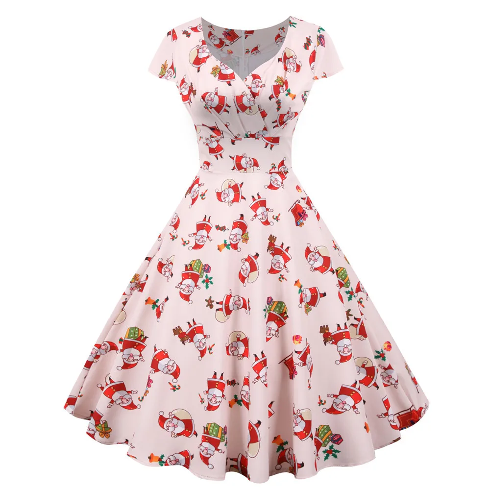 Женское винтажное платье с V-образным вырезом красного цвета | Женская одежда