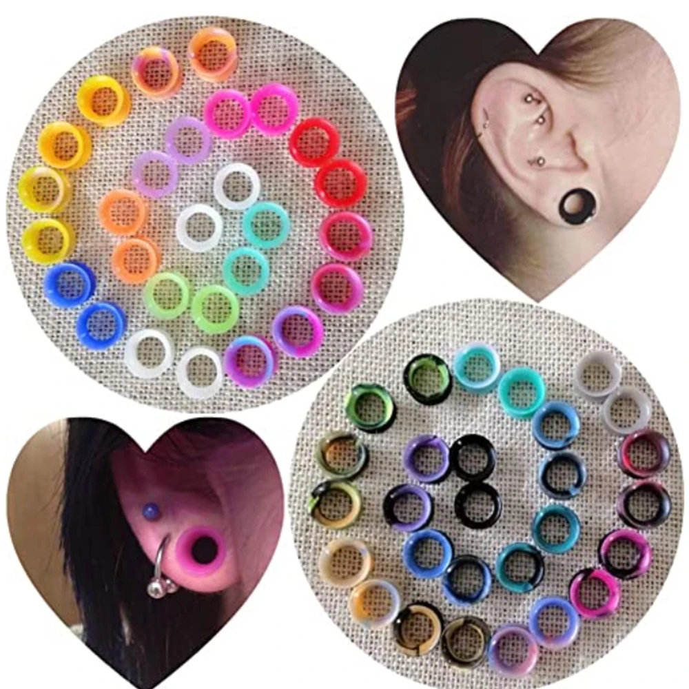 

TIANCIFBYJS Silicone Flexible Ear Tunnels Gauges Plugs Stretchers Expander Double Flared Flesh Tunnels Ear Piercing Jewelry 2pcs
