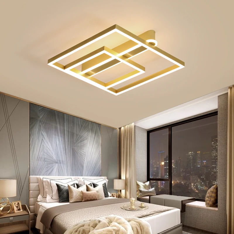 

Квадратные современные минималистичные алюминиевые потолочные светильники с регулируемой яркостью в скандинавском стиле для спальни