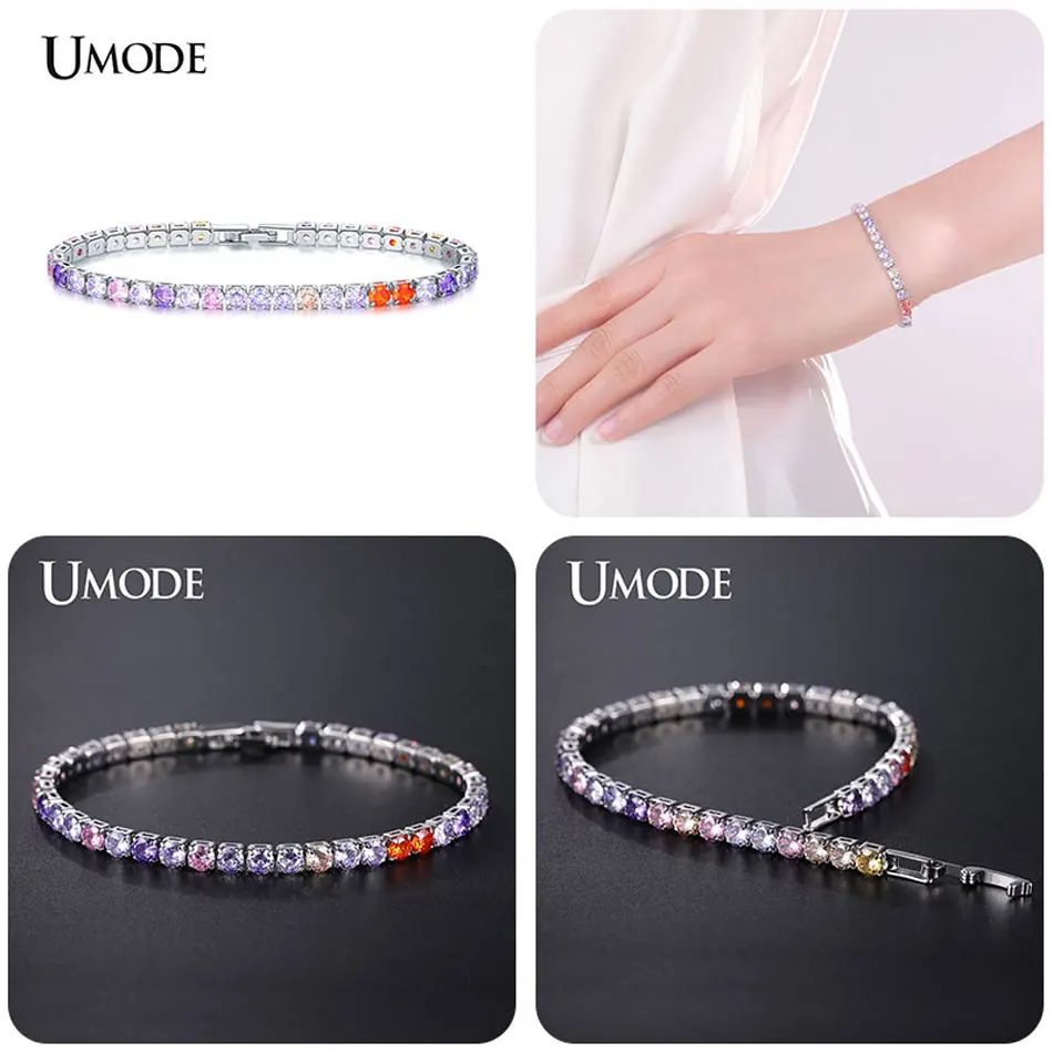 UMODE, 5 цветов, Теннисный браслет и браслеты с кубическим цирконием для женщин, рождественские подарки, Новые Модные женские ювелирные изделия, Pulseras Mujer UB0097