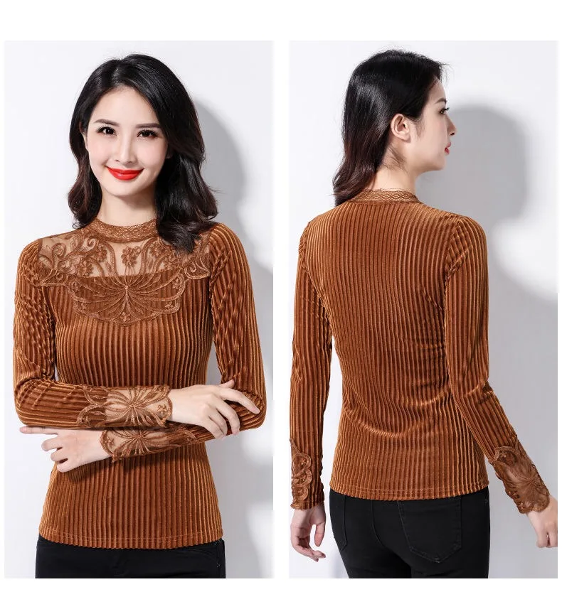 Рубашка женская велюровая с длинным рукавом и воротником-хомутом на флисе 3xl для