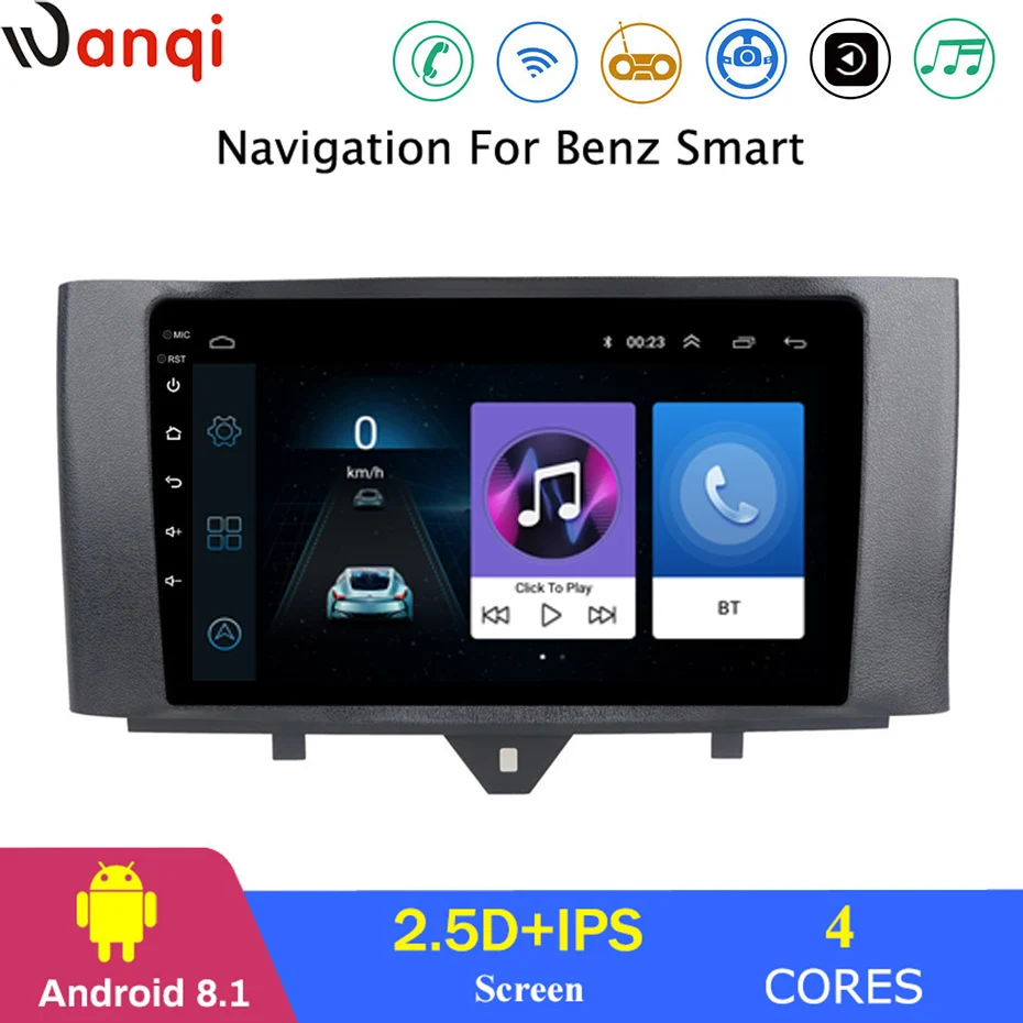 Для Benz Smart Fortwo 2011 2015 автомобильный Радио мультимедийный видео плеер Navi gps Android 8 1