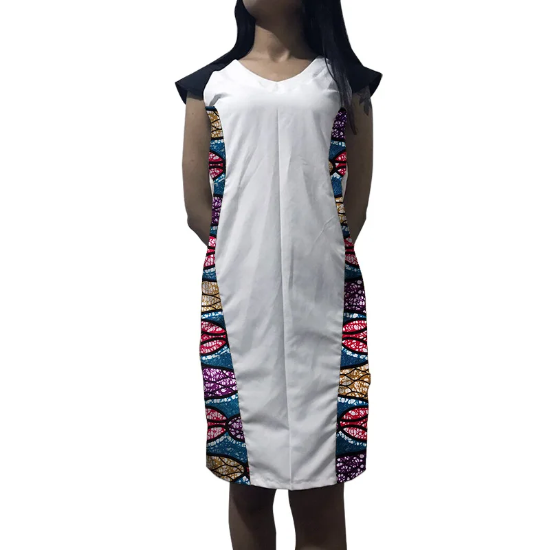 Элегантное Дашики платье на заказ женская одежда Анкары белый/воск лоскутное