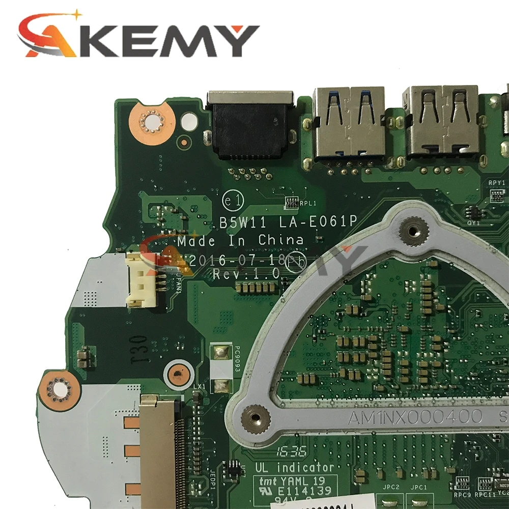 

Akemy laptop Motherboard For ACER Aspire ES1-572 i3-7100U Mainboard LA-E061P SR2ZW DDR4