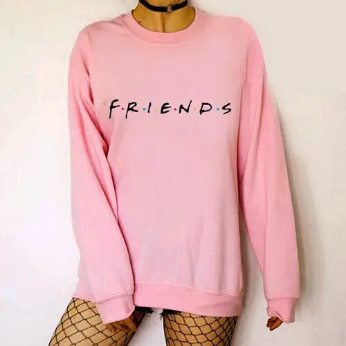 Brand New 2019 Womens 5 Colors Letters FRIENDS Print Long Sleeve Hoodie Sweatshirt Ladies Slouch Pullover Jumper Tops S M L XL