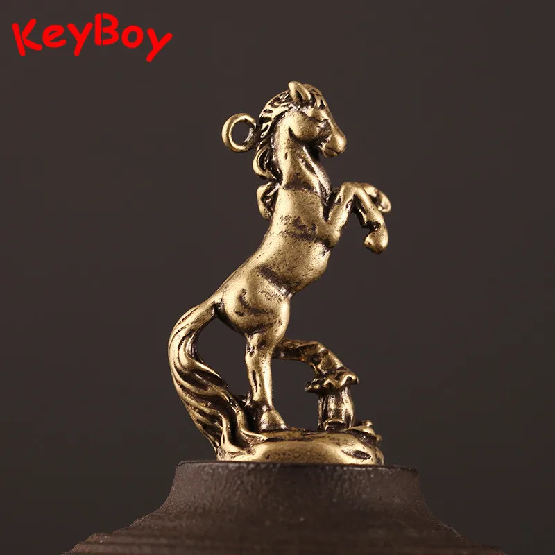 Античный латунный стоящий брелок лошадь винтажный медный зодиака подвесное