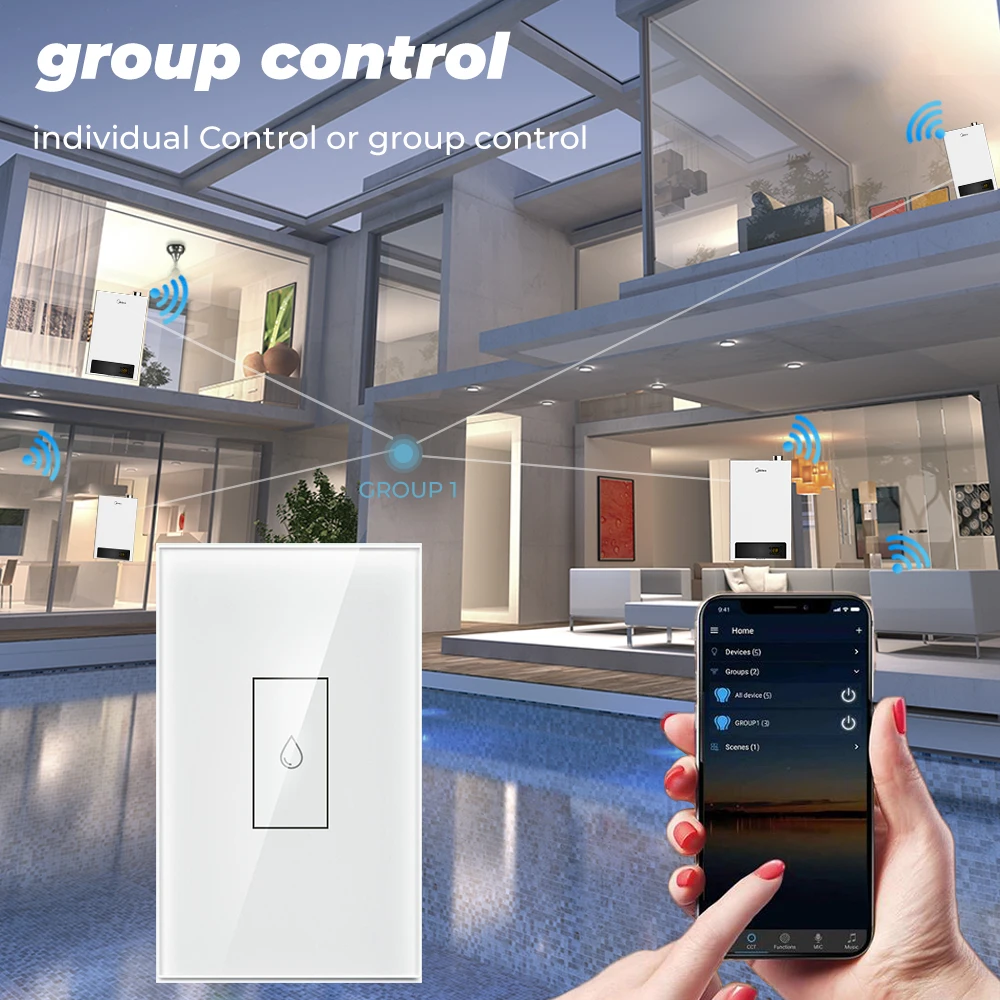 SMATRUL Tuya Wifi смарт-котел переключатель US 4400W 110v 220v сенсорный Управление настенный