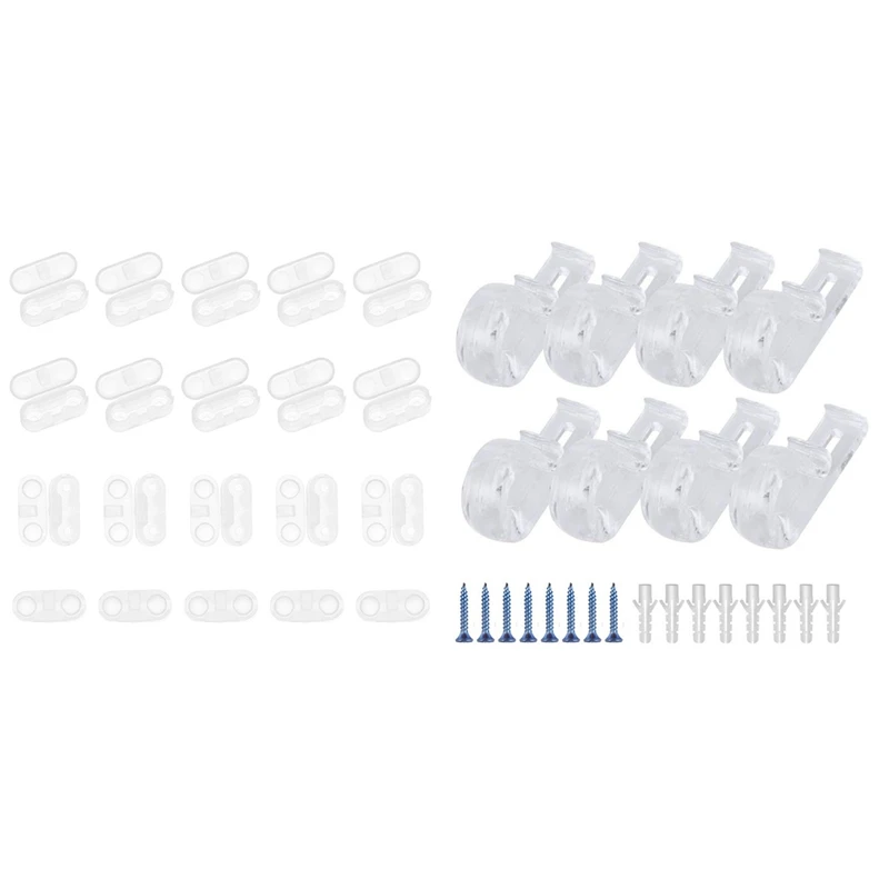 

8 Pcs Curtain Clear P Clips Hook & 100 Pcs Clear Plastic Beaded Chain Connector