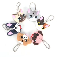 1pc silicone key ring cap head cover keychain case shell cat hamster shih tzu pug dog animals shape lovely jewelry gift