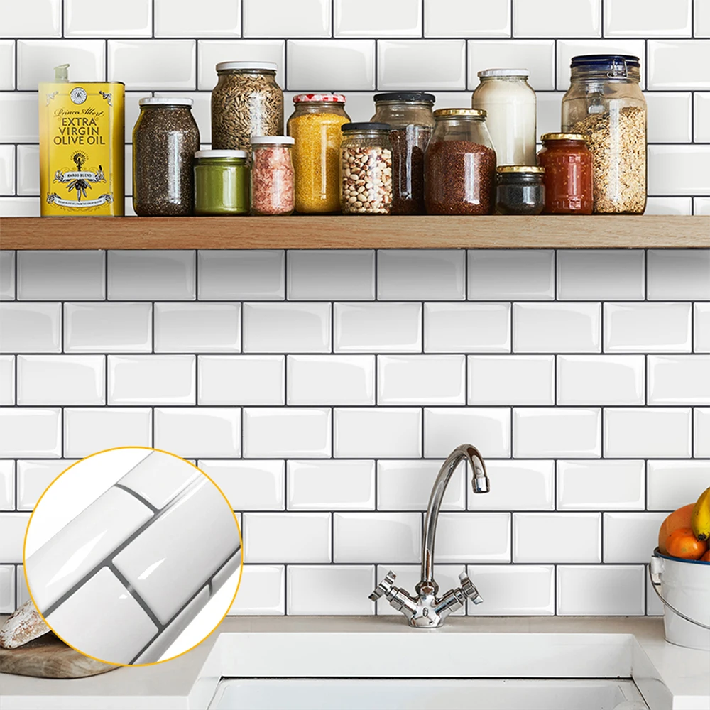 morcart self adhesive wall decorative vinyl 3d tile sticker waterproof peel and stick backsplash tile for kitchen bathroom 1pcs free global shipping