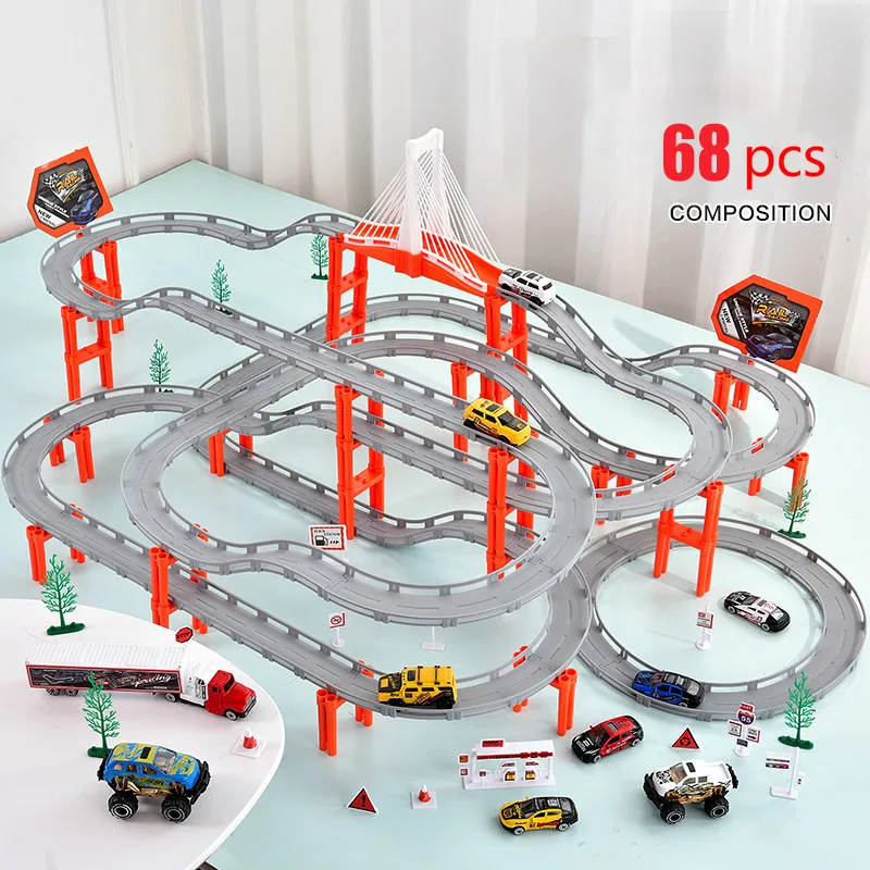 16 Многорельсовый автомобиль электронный гоночный автомобиль трек детская игрушка детская игра Мальчики Рождественский подарок Железнодорожный строительный блок развивающие игрушки - Цвет: 16