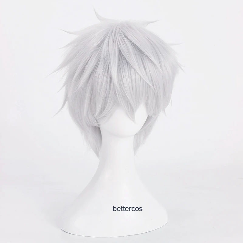 Парик для косплея Tokyo Ghoul Kaneki Ken с короткими серебристыми белыми термостойкими