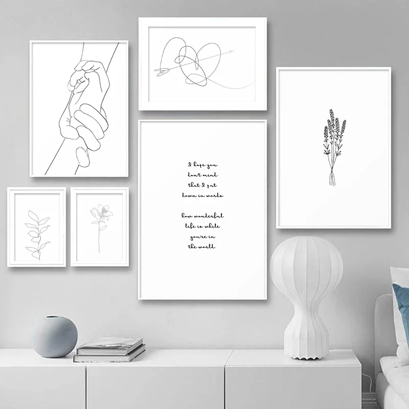 

Canvas Painting Nordic Romantic Hand In Hand Heart Love Wall Art Poster Print Fashion Picture Couples Lovers Room Decoration