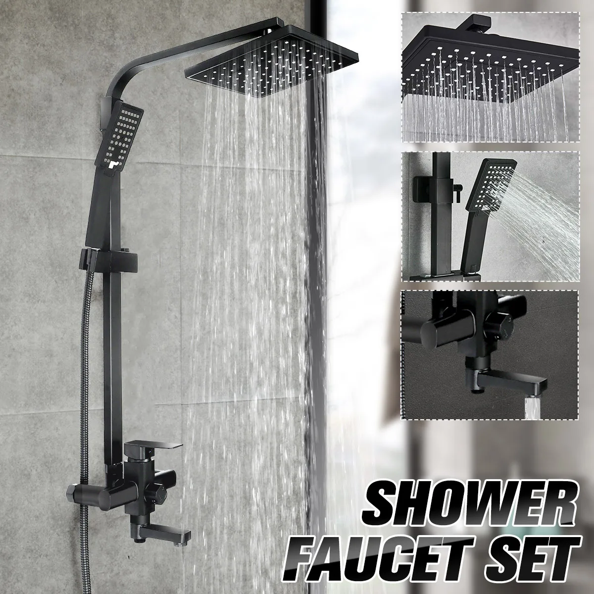

Bathroom Faucet Chrome/Black Rain Shower Head Bath Faucet Wall Mounted Bathtub Shower Mixer Tap Shower Faucet Shower Set Mixer