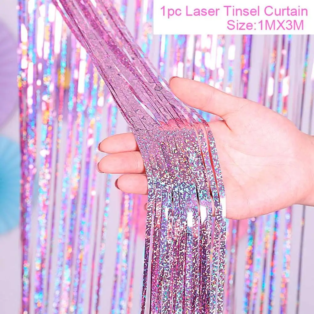 laser pink Металлический занавес из фольги для свадебной фотосъемки Декорации для вечеринки на день рождения свадебные вечерние принадлежности для вечеринки - Цвет: laser pink