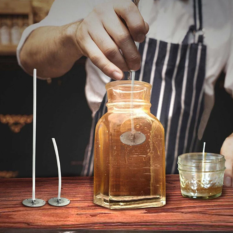 

100Pcs Candle Wicks Cotton Core Waxed Wick With Sustainer For Candle Novelt