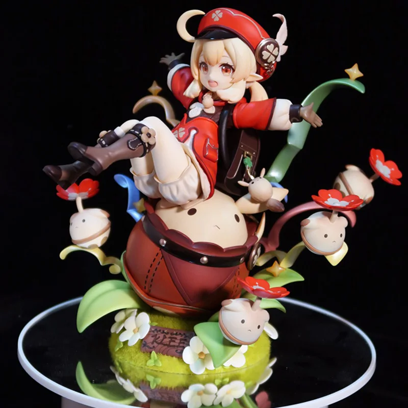 

Anime Genshin Impact Figures Klee 17cm Sitting Posture Cute Beautiful Girls Red Hat PVC Collection Model Dolls Toys for Gifts