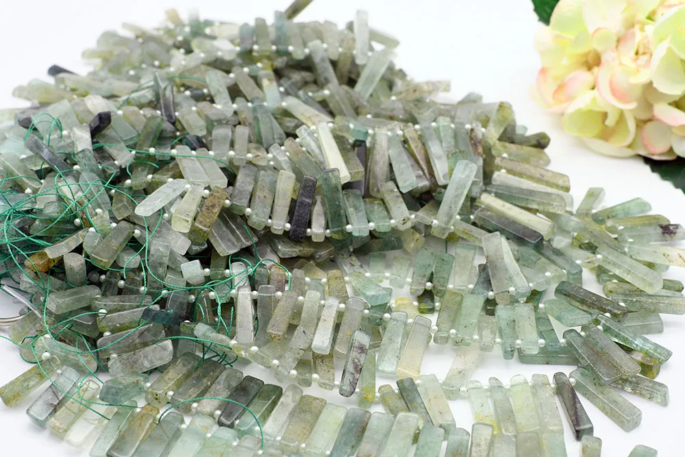 Natural Green strawberries irregular Rectangular shape Stone Beads For DIY necklace bracelet jewelry making 15 