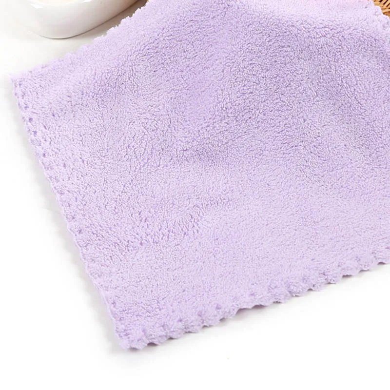 purple Высокая плотность кораллового бархата 25*25 см маленькое квадратное полотенце для рук полотенце из микрофибры детская мочалка 25*50 см - Color: purple