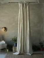Up Grade 100% Linen Soft Semi-blackout Curtains with Lining Norse Hemp Yarn Creamy White Window Drapes for Living Room Bedroom