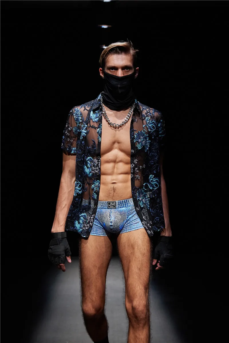 Jockmail Мужское нижнее белье боксеры сексуальное прозрачное Мужское нижнее белье PU кожаное нижнее белье мужские боксеры шорты Мужское нижнее белье боксеры шорты