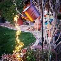 led kettle solar light wrought iron watering can fairy string lamp waterproof yard art ornament garden decoration park lighting