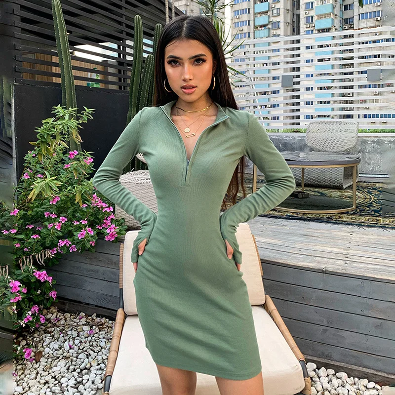 

Elegant Office Lady Bodycon Knitted Dress Women Sexy Wave V-Neck Solid Party Dress Autumn Winter Long Sleeve Slim Fit Knee Dress