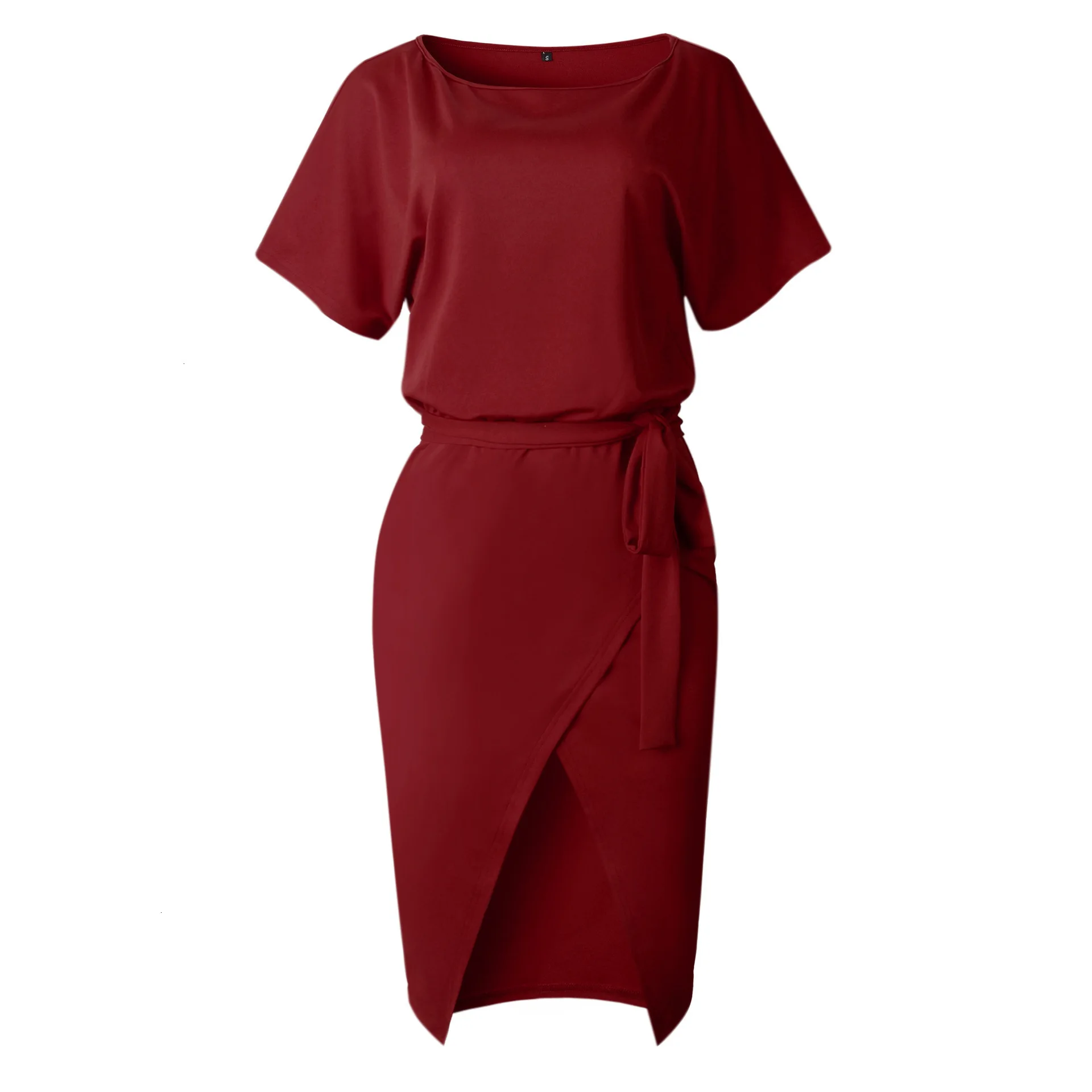 Женское летнее платье повседневное с круглым вырезом одноцветное сексуальное